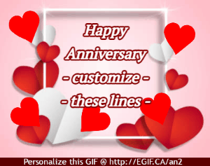 Anniversary Hearts with a framed message gif