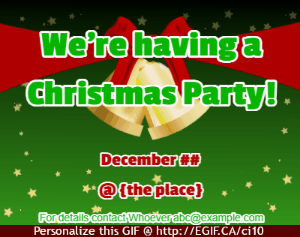 Leaping Santa Christmas Party Invitation with Ringing Bells gif