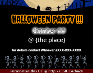 Halloween Party invitation with Dancing skeletons gif